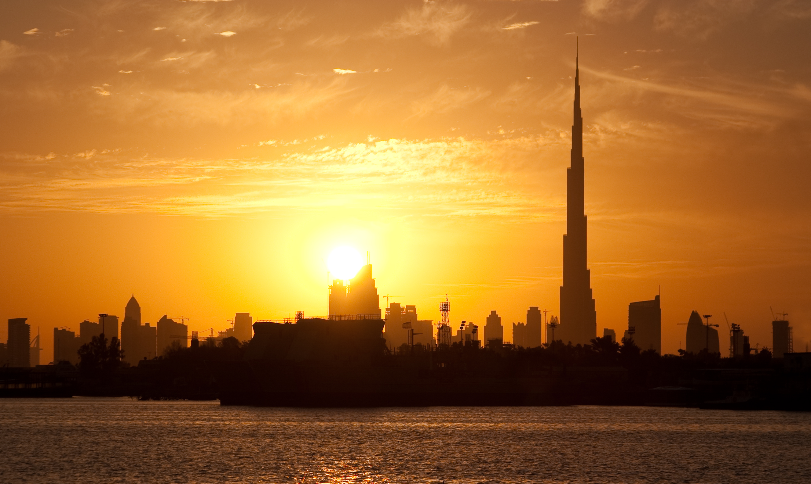Dubai skyline at sunset